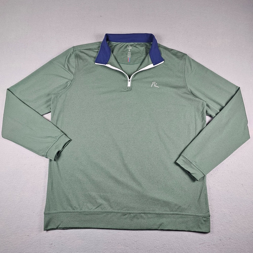 Rhoback Quarter Zip Mens Large Green Pullover Sweatshirt 1/4 Performance Q-Zip